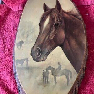 Log Slice Decoupage of Horse